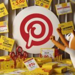 Tło żółtych kuponów z Pinterestem program lojalnościowy dla klientów opłacalne zakupy