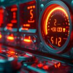 Fotorealistyczna ikona ładowania samochodu elektrycznego i licznik baterii symbolizujące moc i wydajność z pustą przestrzenią